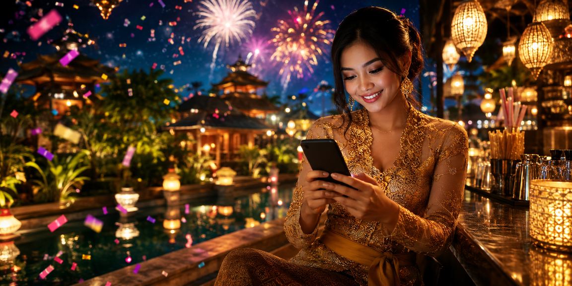 Pemain menikmati kasino mobile di malam hari dengan suasana lentera festival